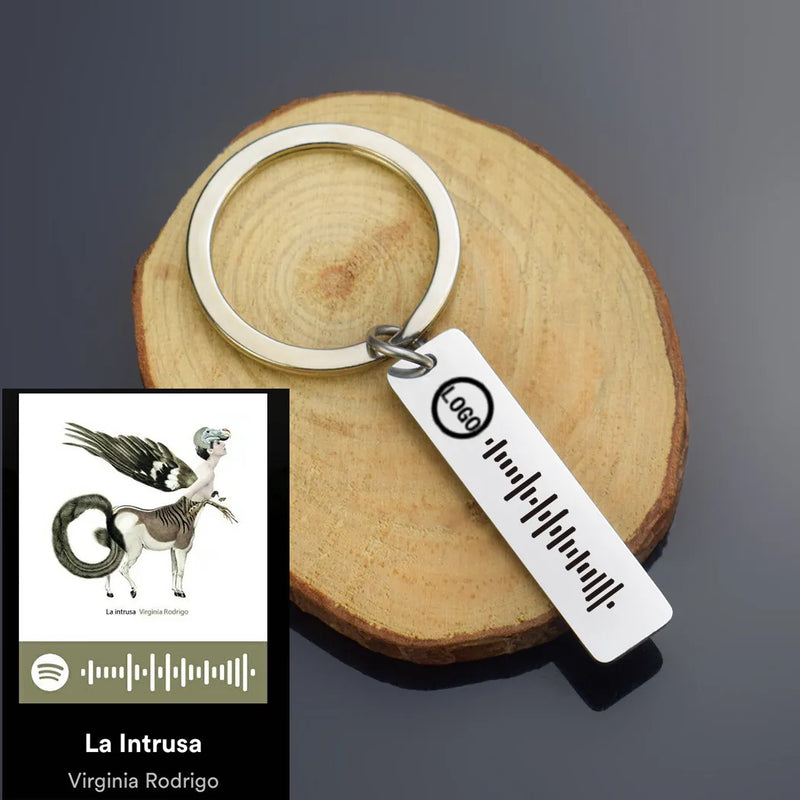 Music Code Keychain Stainless Steel Personalized Engraved Key Ring Gift