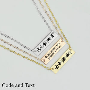 Music Code Necklace Engraved Bar Code Stainless Steel Pendant Necklace