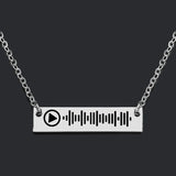 Music Code Necklace Engraved Bar Code Stainless Steel Pendant Necklace