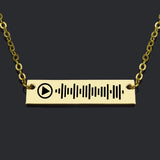 Music Code Necklace Engraved Bar Code Stainless Steel Pendant Necklace
