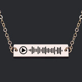 Music Code Necklace Engraved Bar Code Stainless Steel Pendant Necklace
