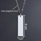 Music Code Necklace Engraved Letters Text Square Pendant Necklace