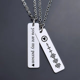 Music Code Necklace Engraved Letters Text Square Pendant Necklace