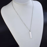 Music Code Necklace Engraved Letters Text Square Pendant Necklace