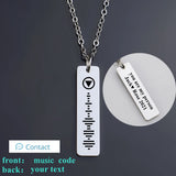 Music Code Necklace Engraved Letters Text Square Pendant Necklace