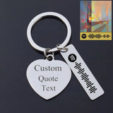 Music Code Text Keychain Personalized Stainless Steel Keyring Jewelry Pendant