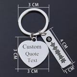 Music Code Text Keychain Personalized Stainless Steel Keyring Jewelry Pendant