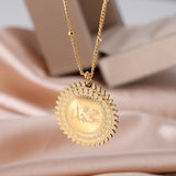 Muslim Pendant Necklace Personalised Arabic Coin Chain 18K Plate