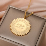Muslim Pendant Necklace Personalised Arabic Coin Chain 18K Plate