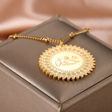 Muslim Pendant Necklace Personalised Arabic Coin Chain 18K Plate