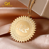 Muslim Pendant Necklace Personalised Arabic Coin Chain 18K Plate