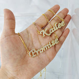 9mm Crystal Pendant Letter Necklace Zircon Women Jewelry