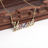 9mm Crystal Pendant Letter Necklace Zircon Women Jewelry