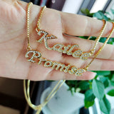9mm Crystal Pendant Letter Necklace Zircon Women Jewelry