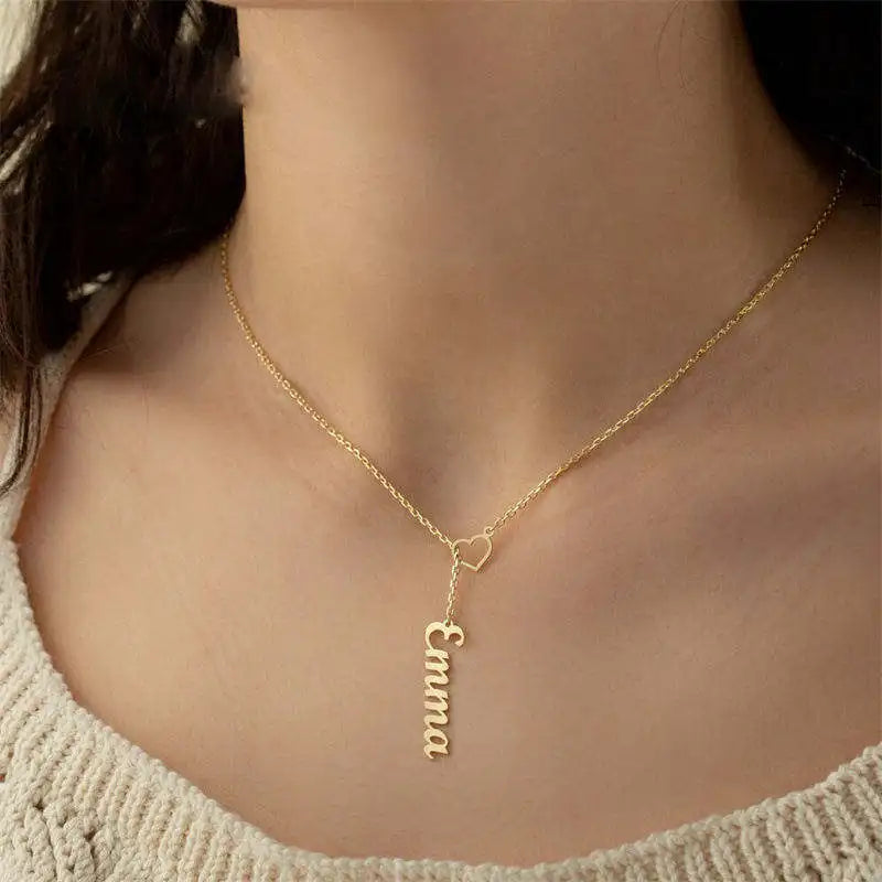 Heart Necklace Personalized Name Initial Necklaces
