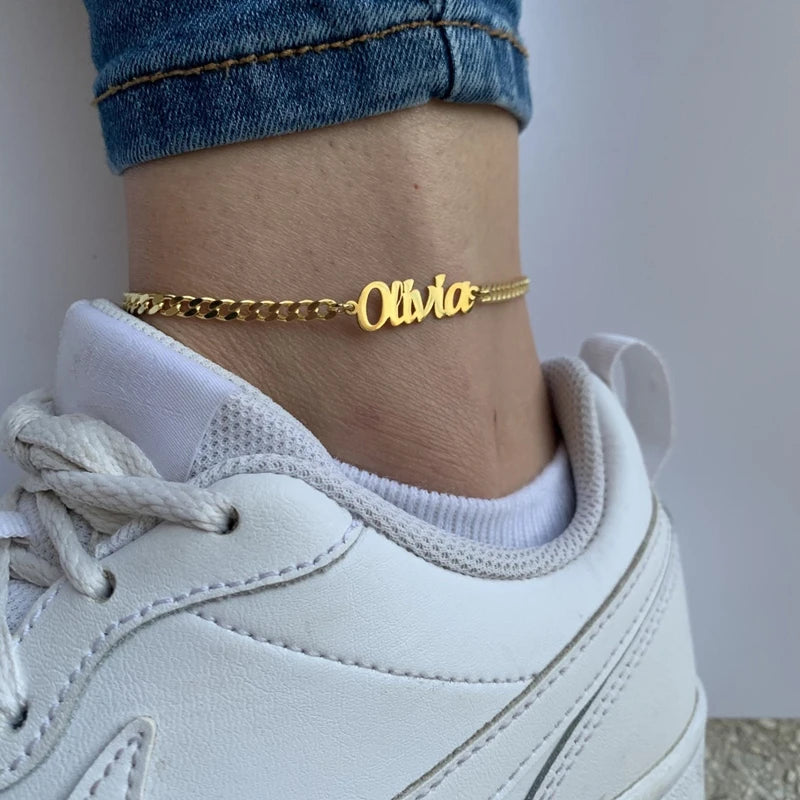 Stainless Steel Cuban Chain Anklet Bracelet