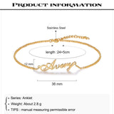 Personalized Name Anklet Bracelet, Custom Ankle Chain, Birthday Gift