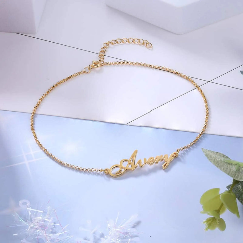 Personalized Name Anklet Bracelet, Custom Ankle Chain, Birthday Gift