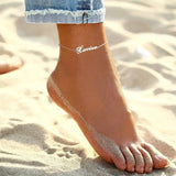Personalized Stainless Steel Name Anklet Adjustable Summer Beach Jewelry