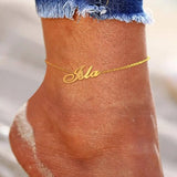 Personalized Stainless Steel Name Anklet Adjustable Summer Beach Jewelry