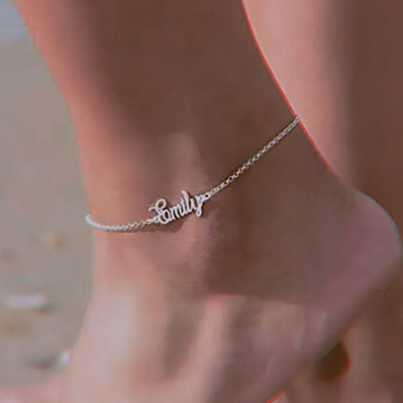 Butterfly Anklet Personalized Stainless Steel Leg Chain Initial Beach Jewelry