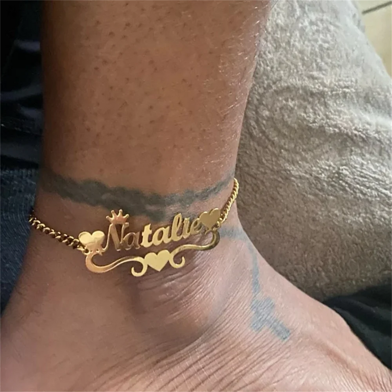 Stainless Steel Anklet with Crown Heart Foot Bracelet