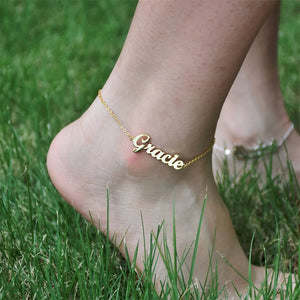 Stainless Steel Nameplate Anklet Bohemian Beach Jewelry
