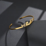 Personalized Name Bangle Butterfly Zircon Stainless Steel Women Bracelet