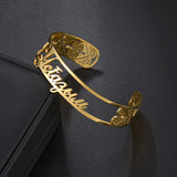 Vintage Name Bangle Cursive Letters Bracelet Adjustable Size Men Women Gift