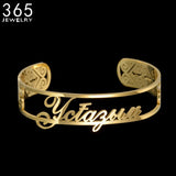 Vintage Name Bangle Cursive Letters Bracelet Adjustable Size Men Women Gift