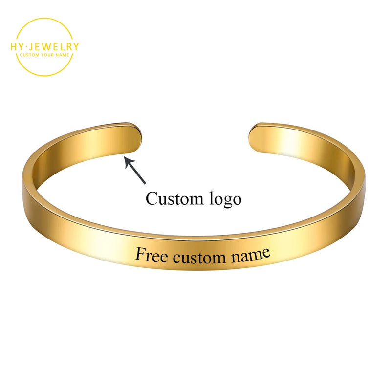 Personalized Stainless Steel Name Bangle for Women Men