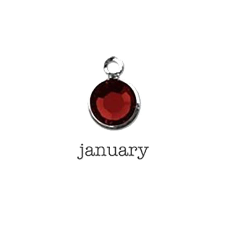 Name Bangle Birthstone Round Pendant Stainless Steel Adjustable Bangle