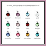 Name Bangle Birthstone Round Pendant Stainless Steel Adjustable Bangle