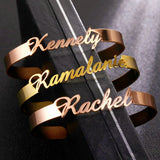 Name Bangle Personalized Letter Open Cuff Adjustable Bangles Stainless Steel