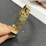 Name Bangle Personalized Letter Open Cuff Adjustable Bangles Stainless Steel