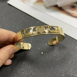 Name Bangle Personalized Letter Open Cuff Adjustable Bangles Stainless Steel