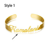 Name Bangle Personalized Letter Open Cuff Adjustable Bangles Stainless Steel