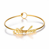 Personalized Name Bangle in Silver Stainless Steel for Women and Men