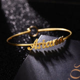 Personalized Name Bangle in Silver Stainless Steel for Women and Men