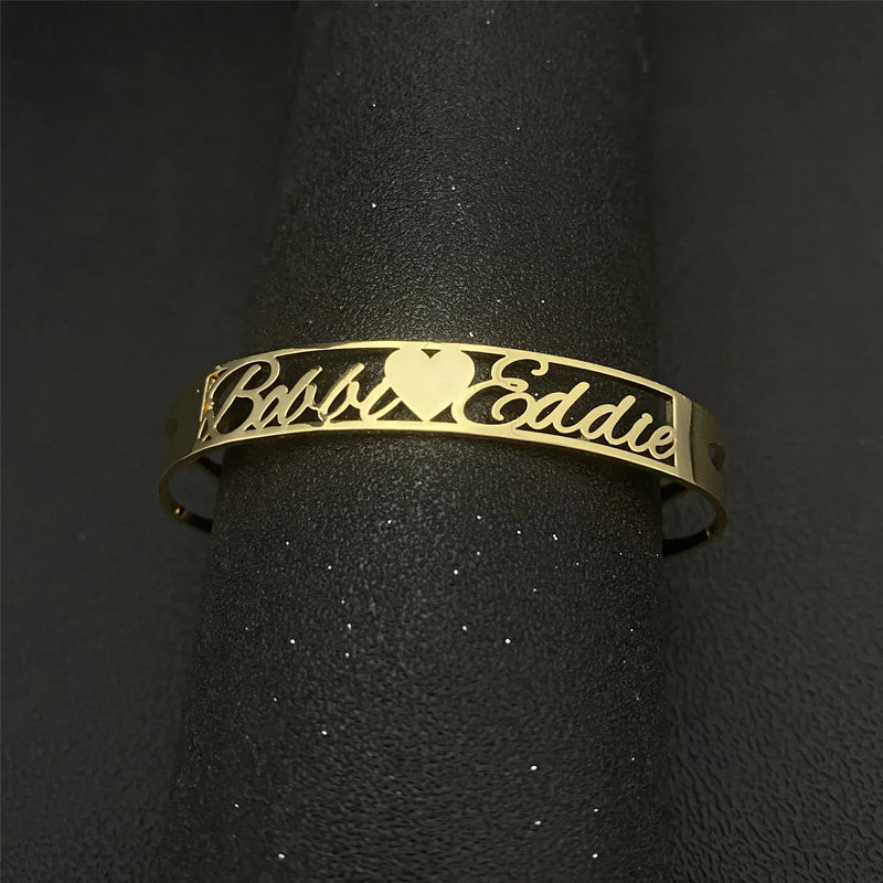 Personalized Stainless Steel Name Bangle Bracelet