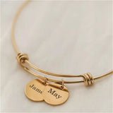 Family Name Bangle Round Pendant Bracelet
