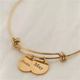 Family Name Bangle Round Pendant Bracelet