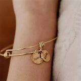 Family Name Bangle Round Pendant Bracelet