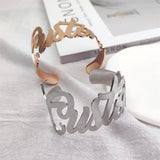 Personalized Name Bangle for Women Large Adjustable Letters Bracelet