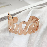 Personalized Name Bangle for Women Large Adjustable Letters Bracelet