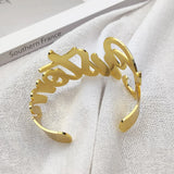 Personalized Name Bangle for Women Large Adjustable Letters Bracelet