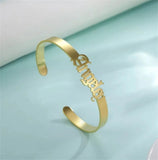 Personalized Name Bangle for Women Stainless Steel Letters Bracelet