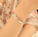 Personalized Name Bangle for Women Stainless Steel Letters Bracelet