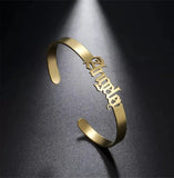 Personalized Name Bangle for Women Stainless Steel Letters Bracelet