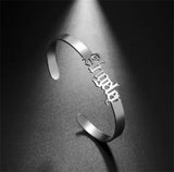 Personalized Name Bangle for Women Stainless Steel Letters Bracelet